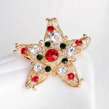 Xpoko Christmas Gifts Luxury Rhinestone Christmas Tree Brooches for Women Exquisite Crystal Penguin Elk Snowman Brooch Pins Corsage Christmas Jewelry