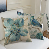 Xpoko Car Sofa Cushion Pillow Pillowcase Square Pillow Pillowcase Blue Flower Printing Decoration Home Seat Pillowcase 45cm*45cm