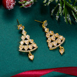 Xpoko Christmas Gifts Luxury Colorful Rhinestone Christmas Tree Dangle Earrings for Women Exquisite Zircon Star New Year Earrings Girls Party Jewelry