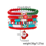 Xpoko Christmas Gifts Christmas Crystal Polymer Clay Beaded Bracelets for Women Handmade Rice Bead Xmas Tree Santa Claus Pendant Bracelet Jewelry Gift