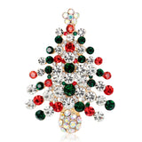 Xpoko Christmas Gifts Luxury Rhinestone Christmas Tree Brooches for Women Exquisite Crystal Penguin Elk Snowman Brooch Pins Corsage Christmas Jewelry