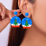 Xpoko Christmas Gifts Mixed Style Acrylic Christmas Earrings for Women Pattern Christmas Tree Black Cat Santa Claus Drop Earrings Girls Party Jewelry