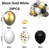 27/29/31pcs Black Gold White Balloons Metallic Rose Gold Confetti Latex Balloon Wedding Birthday Party Decorations Baby Shower