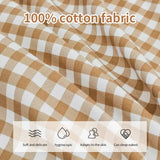 Xpoko 100% Cotton Japanese Simple Style Duvet Cover,Bedding Set With Plaid Stripe,Skin Friendly Breathable,1 Duvet Cover,2 Pillowcase