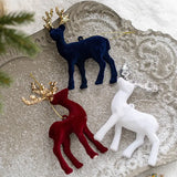 Xpoko Christmas Elk Flocking Photography Props Xmas Tree Sequins Deer Hanging Pendants Merry Christmas Gift Happy New Year 2025