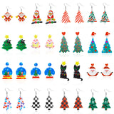 Xpoko Christmas Gifts Mixed Style Acrylic Christmas Earrings for Women Pattern Christmas Tree Black Cat Santa Claus Drop Earrings Girls Party Jewelry