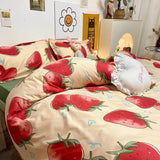 Xpoko Ins Retro Flower Bedding Set Flat Bed Sheet Pillowcase Twin Full Queen Size Bed Linen Women Girls Caramel Floral Duvet Cover Set