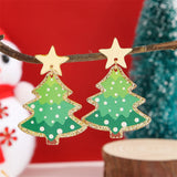 Xpoko Christmas Gifts New Fashion Acrylic Christmas Tree Earrings for Women Cute Santa Claus Snowflake Gingerbread Man Splicing Wooden Earring Jewelry