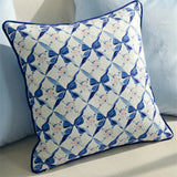 Xpoko Blue Pillow Retro Plant Flower Livingroom Clear Romantic Pillow Cushion Home Decoration Square Fan-shaped Bed Waist Pillow