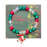 Xpoko Christmas Gifts Christmas Drip Oil Santa Claus Beaded Bracelets for Women Handmade Crystal Beads Christmas Tree Sock Charm Bracelet Jewelry Gift