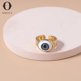 Xpoko Obega Vintage Simple Evil Eye Rings For Women Gothic Gold Color Lucky Turkish Blue One Eyed Finger Ring  Jewelry Gifts