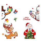 Xpoko Christmas Santa Claus Wall Sticker Cartoon Snowman Window Glass Static Stickers Merry Christmas Party Decor Happy New Year 2025