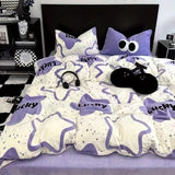 Xpoko Ins Blue Flower Duvet Cover Set Soft Flat Sheet Quilt Cover Pillowcase Bed Linen Girls Twin Queen Full Size Fashion Bedding Sets