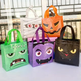 Xpoko 5pcs Trick or Treat Tote Bag Halloween Non-Woven Candy Gift Bag Kids Shopping Packaging Waterproof Storage Halloween Party Favor