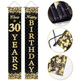 Xpoko Black Golden Birthday Door Curtain Backdrop 30 40 50 Happy Birthday 30 40 50 Years Happy Birthday Party Decoration For Home