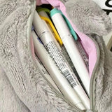 Xpoko Cute Plush Shark Pencil Case Student Stationery School Supplies Kawaii Doll Back To School Storage Bag Pen Bag Stationery