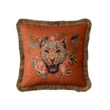 Xpoko Leopard Flora Pillows Orange Green Cushion Case Retro Decorative Pillow Cover For Sofa Chair Living Room Home Decorations