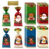 Xpoko 25/50/100pcs Christmas Candy Bags With Rope Cookie Biscuit Package Christmas Decoration 2023 Gift Bag for Kids Party Supplies