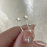 Xpoko Korean Silver Color Piercing Screw Beads Star Heart Ear Bone Stud Earrings for Women Girls Simple Body Jewelry Gift