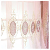 Xpoko European High-end Chenille Curtains for Living Room Bedroom Window Valance Embroidery Fresh Pink Decor Custom Elegant Lace Tulle