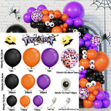 Xpoko 125pcs Halloween black.Orange.Purple.Confetti.Eye Balloon Kit. spooky party  Classroom decoration PROM Birthday decoration