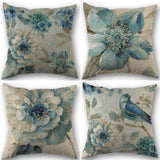 Xpoko Car Sofa Cushion Pillow Pillowcase Square Pillow Pillowcase Blue Flower Printing Decoration Home Seat Pillowcase 45cm*45cm