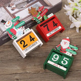 Xpoko Christmas Wooden Calendar Cartoon Santa Claus Snowman Elk New Year Calendar Desktop Ornaments Merry Christmas Decor 2024