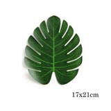 Xpoko 12pcs Tropical Palm Leaves Jungle Decoration Artificial Turtle Leaf Hawaiian Luau Beach Wedding Birthday Party Decor Fake Plants