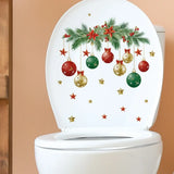 Xpoko Christmas Hanging Ball Toilet Stickers Xmas Star Balls Sticker Merry Christmas Home Toilet Decor Stickers Happy New Year 2025