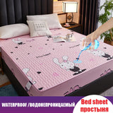 Xpoko Waterproof Cartoon Printed Bed Sheet Thicken Bed Cover Durable and Skin-Friendly Mattress Protector,150x200 180x200 200x220
