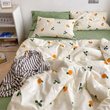 Xpoko Romantic Cherry Heart Duvet Cover Set Flat Sheet Pillowcases Fashion New Twin Full Floral Summer Spring Bedding Set