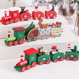 Xpoko Wooden Train Christmas Ornaments Santa Cake Decoration Merry Christmas Navidad New Year Party Table Decoration Kids Gifts Toys