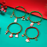 Xpoko Christmas Gifts Merry Christmas Multicolor Rice Beads Bracelet for Women Snowman Santa Claus Crutch Wreath Pendant Bracelets New Year Jewelry