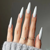 Xpoko 24pcs Long Pointed False Nails Solid Color Ins Simple Fake Nails Full Cover Wearable Artificial False Nail Patches Free Shipping