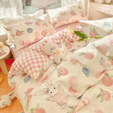 Xpoko Korean Style Cartoon Sheep Bedding Set Girls Kids Twin Full Queen Size Bed Flat Sheet Duvet Cover Pillowcases Bed Linen Kawaii