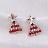 Xpoko Christmas Gifts Delicate Christmas Bowknot Bell Earrings for Women Sparkling Full Rhinestone Christmas Tree Dangle Earring Girls Holiday Jewelry