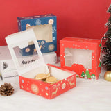 Xpoko 2/4/6pcs Christmas Cookie Box With Window Candy Chocolate Biscuit Packaging Boxes Xmas Gift Wrapping New Year Party Treat Box