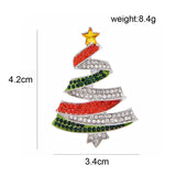 Xpoko Christmas Gifts Luxury Rhinestone Christmas Tree Brooches for Women Exquisite Crystal Penguin Elk Snowman Brooch Pins Corsage Christmas Jewelry