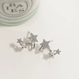 Xpoko Lizakosht 2024 Geometric Pearl Star Earrings Korean Crystal Studs for Women Birthday Party Wedding Jewelry