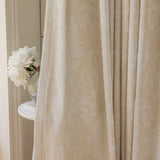 Xpoko French Jacquard Chenille European Texture Romantic Cream Blackout Curtains for Living Dining room Bedroom Custom Lace Tulle