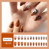 Xpoko 24pcs New Halloween Fake Nails Jumbie Pumpkins Almond False Nail Gradient Ballerina Nail Press on Nails DIY Manicure Nail Tips