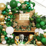 Jungle Green Balloons Garland Arch Kit Metallic Gold Balloon Artificial Palm Leaves Safari Birthday Party Decoration Baby Shower