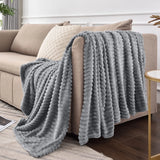 Xpoko Grey Throw Blanket for Couch 3D Ribbed Jacquard Soft Warm Decorative Fuzzy Blanket Cozy Lightweight Throw Blankets for Bed, Sofa