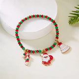 Xpoko Christmas Gifts Merry Christmas Multicolor Rice Beads Bracelet for Women Snowman Santa Claus Crutch Wreath Pendant Bracelets New Year Jewelry