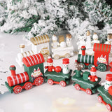 Xpoko Wooden Train Christmas Ornaments Santa Cake Decoration Merry Christmas Navidad New Year Party Table Decoration Kids Gifts Toys