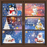 Xpoko Christmas Wall Stickers Snowman Elk Santa Claus Xmas Tree Window Glass Static Stickers Merry Christmas Decor Happy New Year 2025