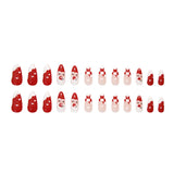 Xpoko 24pcs Cute Santa Claus False Nails Christmas Eve Wearable Fake Nail Tips Red Grid French Press on Nails 2025 New Year Gifts