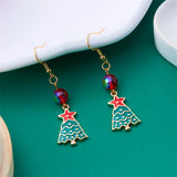 Xpoko New Crystal Christmas Tree Tassel Earrings for Women Trendy Rhinestone Snowflake Bow Round Drop Earring Girls Christmas Jewelry