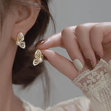 Xpoko Lizakosht Peach Zircon Bow Earrings for Women Fashion Jewelry Gifts