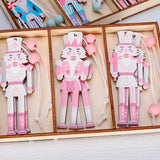 Xpoko 8pcs Christmas Wooden Nutcracker Hanging Pendant Xmas Tree DIY Drop Ornaments Merry Christmas Home Decor Happy New Year 2025